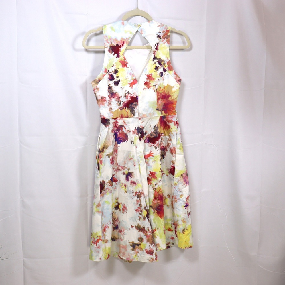 Hunter Bell Fit & Flare Dress 2 Multicolor Womens Pixelated Floral Party - Picture 3 of 6